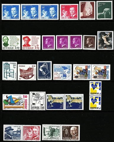 Sweden 1980 Year set cpl  incl all pairs,  booklet panes. Slania. Two scans. MNH Cover