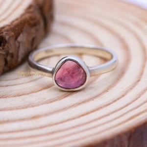 925 Sterling Silver Natural Fancy Cut Pink Sapphire Engagement Ring Size 5 - Picture 1 of 5