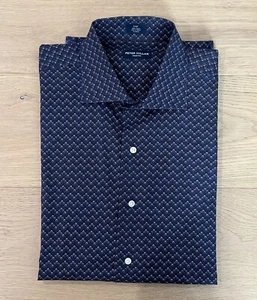 Camisa Peter Millar Collection Hombre Talla Grande Con Botones Marrón Azul Patrón - Imagen 1 de 7