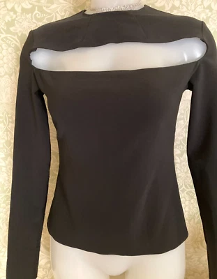 Awake Mode sexy cut out TOP black crepe UK 12 ladies slashed bust keyhole NEW - Image 1 of 4