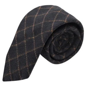 Luxury Oxford Blue Tattersall Check Tweed Tie - Picture 1 of 2