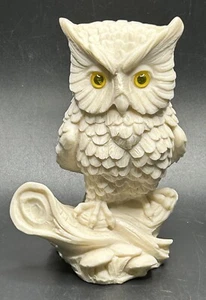 Vintage White Alabaster Horned Owl Bird Figurine Made in Italy A Giannelli 5" - Picture 1 of 9