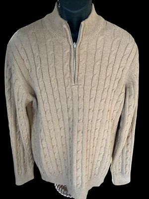 Suéter Lyle & Scott Scotland Para Hombre Grande 1/4 Cremallera Tejido con Cable Marrón  Foto 1 de 4