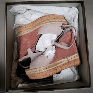 GUCCI Espadrilles Monogram Pattern Pink Suede 9.5 Pre-Loved - Bild 1 von 14