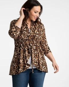 Kiyonna Cardigan Size 1X Lori Bellini Animal Print Tie Front Colorful Jacket Top - Picture 1 of 13