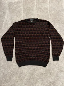 Vintage Serafini Sweater Men L Colorful 3d Knit Acrylic Grandpa Pullover - Picture 1 of 6