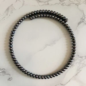 Honora Black Button Pearl Coil Choker Necklace 6.5mm Elegant Estate Jewelry - Picture 1 of 7