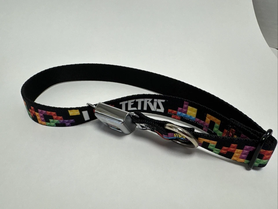 Cinturón de seguridad con hebilla collar de perro TETRIS negro multicolor 1" x ajuste EE. UU. Foto 1 de 4