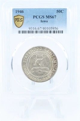 1946-P PCGS MS67 Iowa Classic Commemorative Half Dollar 50C - Image 1 of 2