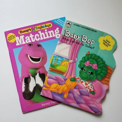 Baby Bop Coloring Book What Can We Do Today 1993 & Barney Matching Workbook  - Image 1 of 4