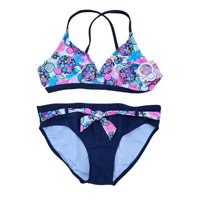 Girl's Swim Bikini - Blue and Pink Floral OP 2-piece Swimsuit XL 14/16 - NEW - Image 1 of 4