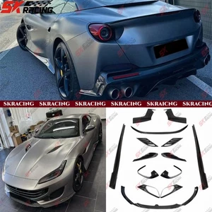 For Ferrari Portofino 18+ Dry Carbon Fiber Front Bumper Lip Side Skirt Body Kits - Picture 1 of 26