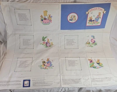 Vintage Cut & Sew Storybook Cottontail Corner Easter Bunny Cranston Uncut Fabric - Image 1 of 4