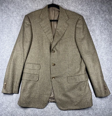 Blazer Ermenegildo Zegna Para Hombres 40R Marrón Seda Cachemira Tweed 3 Botones Abrigo Deportivo Foto 1 de 4