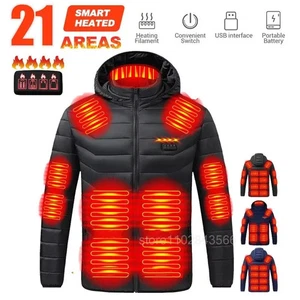 Men Heated Jacket USBElectric Heated Coat Hunting Hiking Camping Outdoor Skiing - Picture 1 of 27