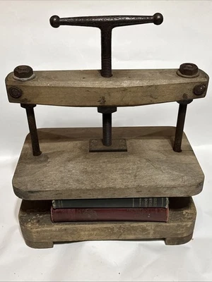 Vintage Antique Primitive Wood / Iron Bookbinding Flower Press - Image 1 of 4