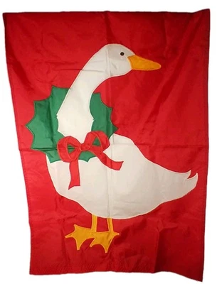 Ganso de Navidad de campo grande de nailon vintage bandera cottagecore porche ganso  Foto 1 de 4