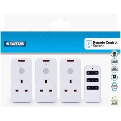3 x Wireless Remote Control Mains Sockets 13A Plug-In 20m Range White Plugs - Image 1 of 2