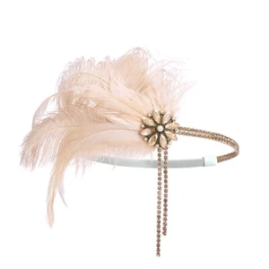 Copricapo Gatsby anni 20 gangster flapper anni 20 fascia piuma sposa ottimo - Foto 1 di 9