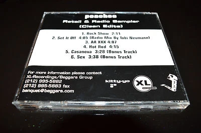 PEACHES Rare Sampler 6TRX CLEAN EDITS & 2 RARE TRX PROMO Radio DJ CD single USA - Image 1 of 4