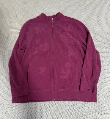 Vintage coquette pinky purple embroidered floral jacket size petite large - Image 1 of 4