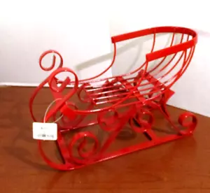 Everson ~ großer roter Metall Weihnachten Weihnachtsmann Schlitten 14" x 8 ~ Neu mit Etikett - Bild 1 von 4