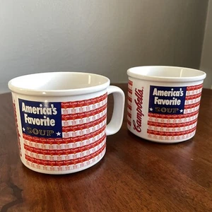 Vintage 1998 Campbells Americas Favorite Soup Mug USA Flag Design Set of 2 - Picture 1 of 11