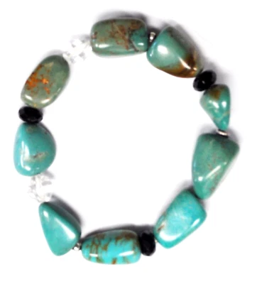 Pulseira de contas de cristal preto e transparente turquesa 13 mm - Imagem 1 de 3