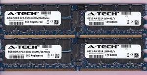 16GB 2x8GB PC2-5300 A-TECH DDR2-667 RDIMM ECC REG Server Memory RAM X000T7SK7Z - Picture 1 of 2