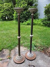 Antique Bradley & Hubbard Monumental 40" Cast Iron Brass Candlesticks Lamp Bases