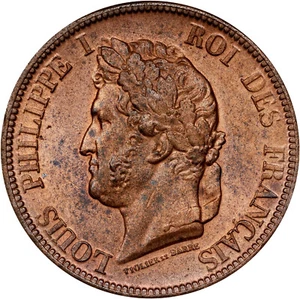 Französische Kolonien 10 Centimes 1839-A Louis Philippe I NGC MS62RB Paris Münze - Bild 1 von 3