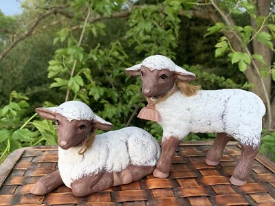 Signed RARE Primitive Sheep Brown Face Mutton Ram Bell Ewe SET Figurines ❤️sj8j - Image 1 of 4