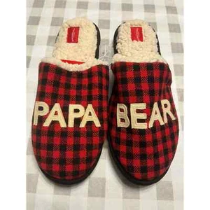 Wondershop Mens Slippers Papa Bear Red/Black Plaid NEW Size Large 11/12 - Picture 1 of 4