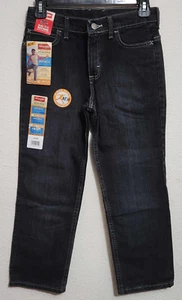 Wrangler Boys Athletic Fit Size 10 Husky Denim Jeans Black 4-Way Flex - Picture 1 of 3