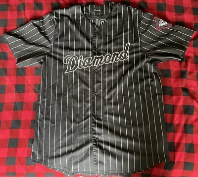 Camiseta de béisbol Diamond Supply Co. XL negra/blanca a rayas (última en stock) Foto 1 de 4