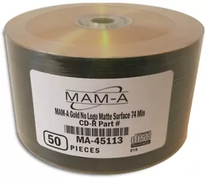 100-Pak MAM-A (Mitsui) GOLD/GOLD 52X 74-Min Archival CD-R's, Mitsui 45113 - Picture 1 of 2
