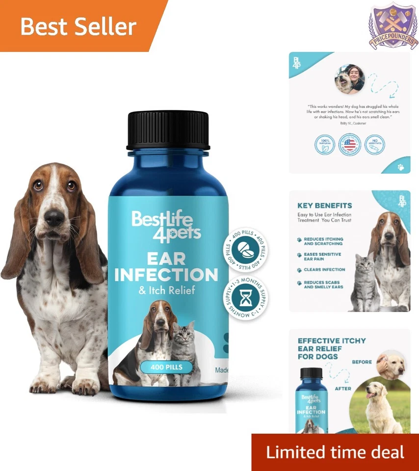 Dog Cat Itch Relief Pills Natural 400 Count Easy Administer Ear Infection Tre... - Image 1 of 4
