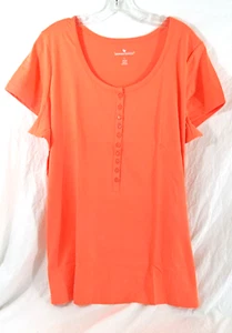 Woman Within  Plus Size Perfect Short-Sleeve Henley Tee TShirt  Sz Medium 14/16 - Picture 1 of 3