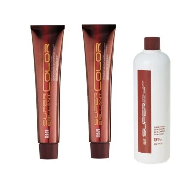 Super Brillant Color Haarfarbe 2x 100ml + 1x SBC Oxidant 9% 200ml Cremehaarfarbe