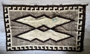 Antique Navajo Blanket/Rug Natural Wool Weaving Textile 39" x 66" - Picture 1 of 13