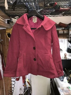 Abrigo de lana/poliéster marca "ropa original de tul", rosa, pequeño, ¡hermoso! Foto 1 de 4