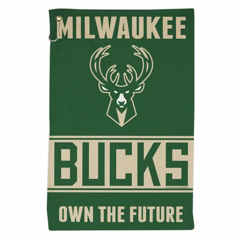 MILWAUKEE BUCKS ALL PURPOSE GOLF TAILGATE TOWEL 16"X25" HOOK AND GROMMET Cover