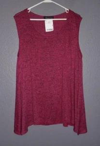 Top sin mangas elástica Tiffany & gris oscuro coral y negro calentado para mujer Plus 2X nuevo con etiquetas - Imagen 1 de 10