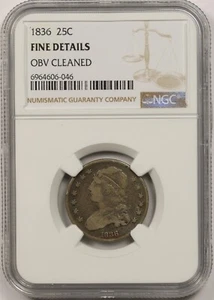 1836 25C NGC Fine Details Capped Bust Quarter - Picture 1 of 4