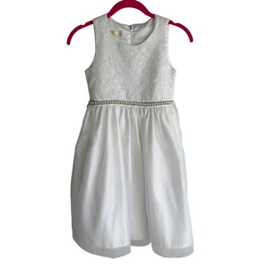 AMERICAN PRINCESS White Lace Flower Girl Communion Girls Dress, 8 - Picture 1 of 5