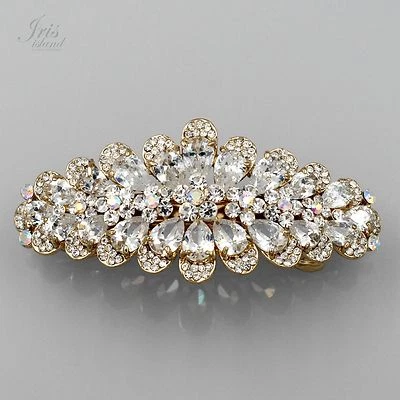 Pinza para el cabello 18K GP flor transparente estrás cristal circonita cúbica aleación pasador 03689 nuevo Foto 1 de 4