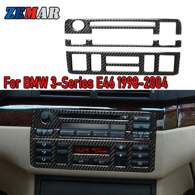 Canbn Fiber Center Console CD AC Panel Cover Trim For BMW 3 Series E46 1998-2004 — 第 1/4 张图片