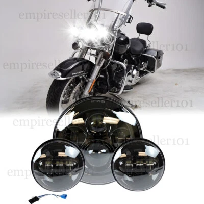 Chrome 7" LED Headlight + Passing Lights For Harley Davidson Touring Road King - Image 1 of 4