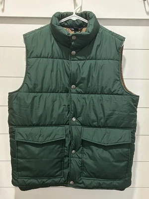 Lands' End Men's Green Quilted Snap Front Down Fill Puffer Vest Sz M Hunt Fall - Image 1 of 4