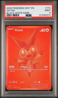 2025 POKEMON Victini 172/086 BWR White Flare PSA 9 Mint Rare - Image 1 of 3